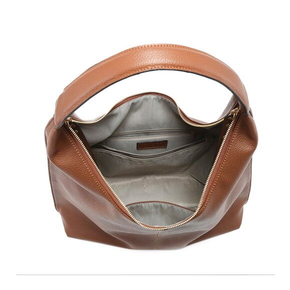 Large Brown Pebbled Vegan Leather Hobo Bag - Picture 4 of 7